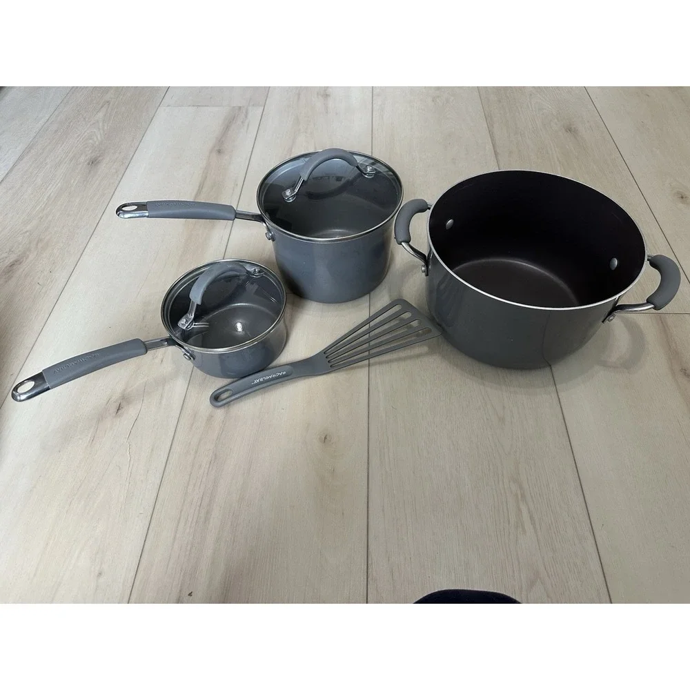 Rachael Ray Porcelain Nonstick Pot & Pan Set 2 Fry Pans & Stockpot